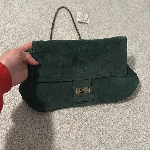 NWT Free People Slouchy Chain Link Suede Purse - Picture 5 of 8
